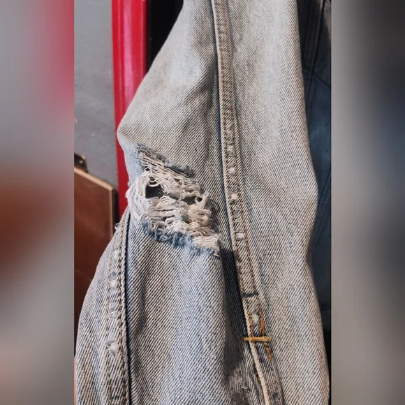 Denim Jacket with Peace Sign Embroidery - Picture 7 of 16